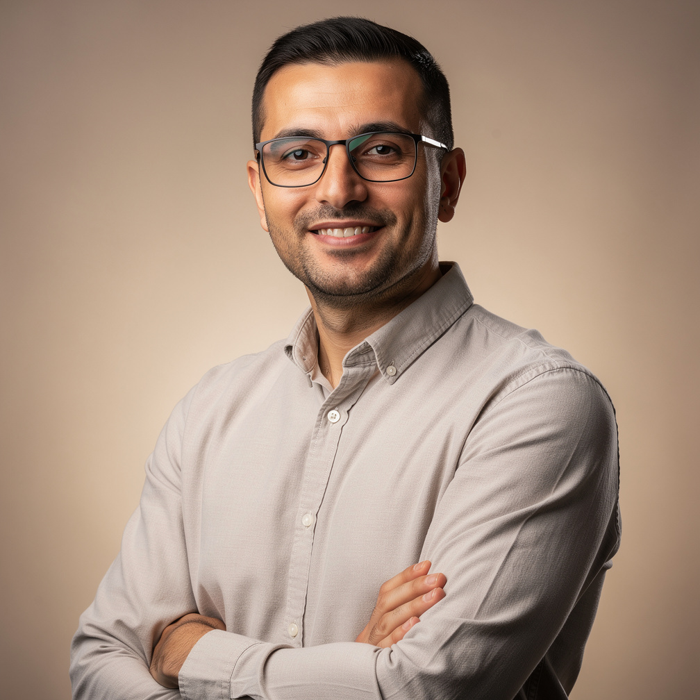 Portrait of a young Turkish broadcast producer
