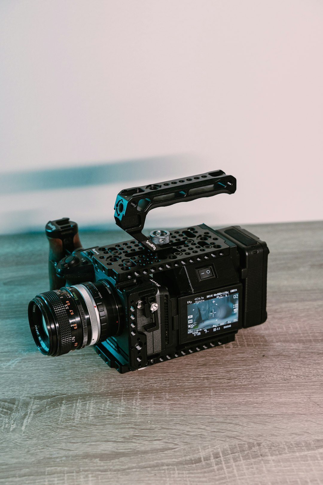 Professional television camera set up on a studio floor